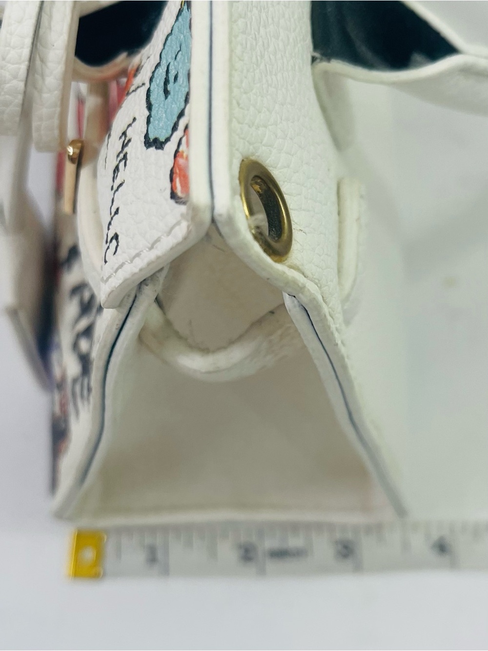 White Graffiti Print Top-Handle Bag - Picture 7 of 16